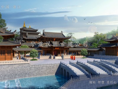 临沂寺院重建规划设计方案鸟瞰图—积福禅寺